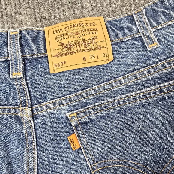 Vintage Levis 517 Jeans‎ Mens 38x31 Blue Bootcut Made USA Orange Tab 90s 36x29 - Picture 1 of 15